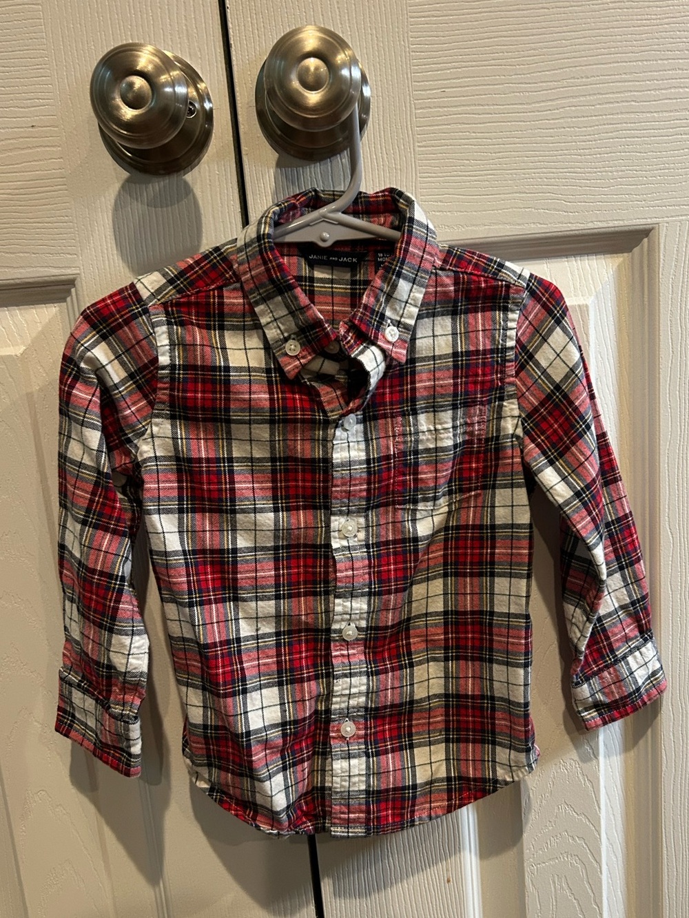 Janie and Jack Red & White Plaid Button-Down Shirt
